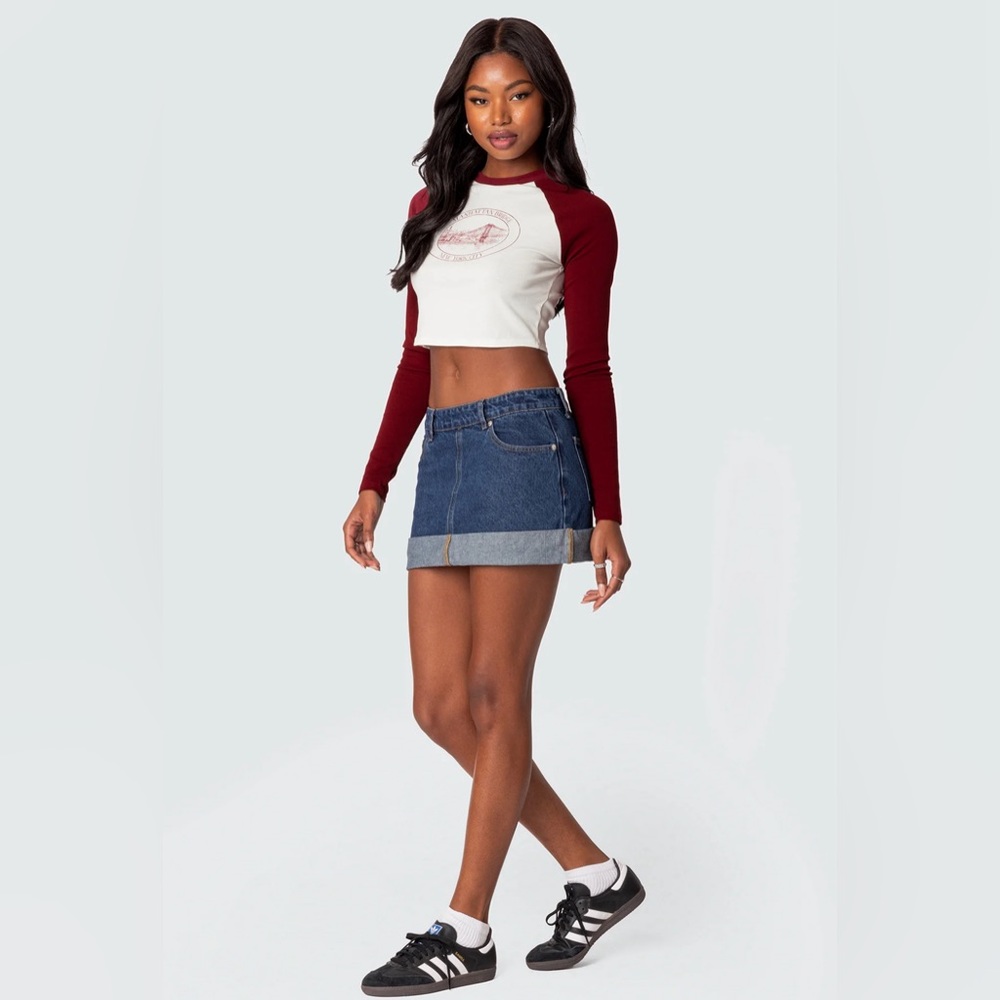 Denim medium washed mini skirt